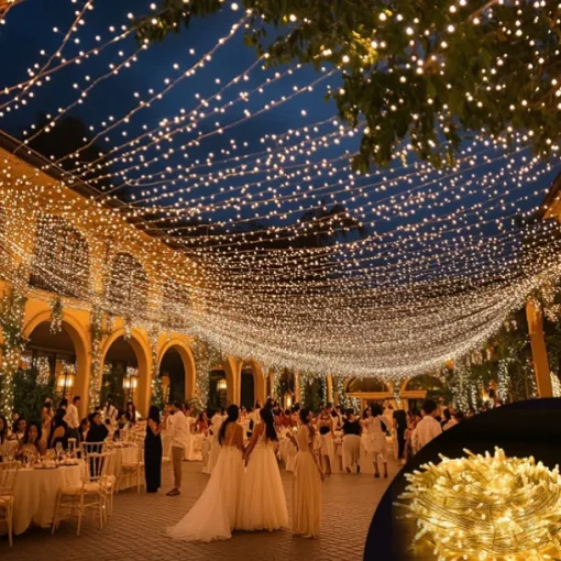 50M/100M LED Fairy Lights Outdoor String Lights Garland Christmas Tree, 400/800 , IP65 Waterproof for Garden Yard, Wedding Party Holiday Landscape Decoration, Blue/Colorful, DC31V EU/US/AU/UK Plug