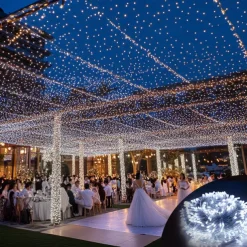 50M/100M LED Fairy Lights Outdoor String Lights Garland Christmas Tree, 400/800 , IP65 Waterproof for Garden Yard, Wedding Party Holiday Landscape Decoration, Blue/Colorful, DC31V EU/US/AU/UK Plug