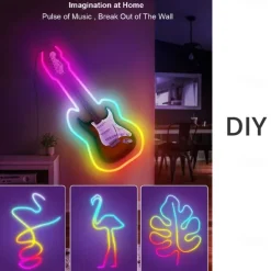 3M/5M RGBIC Strip Lights Neon Light with WIFI Neon Rope Light DIY Light Bar APP Control Music Sync TV Backlight Game Living Room Bedroom Decoration