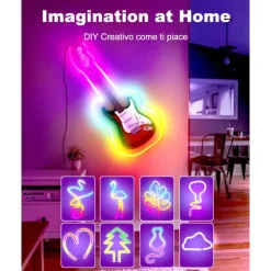3M/5M RGBIC Strip Lights Neon Light with WIFI Neon Rope Light DIY Light Bar APP Control Music Sync TV Backlight Game Living Room Bedroom Decoration