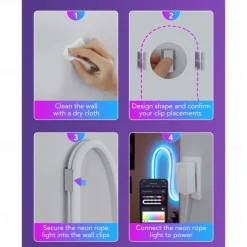 3M/5M RGBIC Strip Lights Neon Light with WIFI Neon Rope Light DIY Light Bar APP Control Music Sync TV Backlight Game Living Room Bedroom Decoration