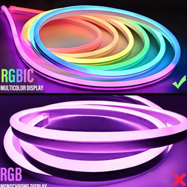 3M/5M RGBIC Strip Lights Neon Light with WIFI Neon Rope Light DIY Light Bar APP Control Music Sync TV Backlight Game Living Room Bedroom Decoration