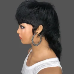 Model Length Full Machine Made Wig With Bangs Indian Virgin Human Hair Wigs For Black Women Dovetail Straight Remy