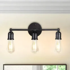 Modern Black Vanity Lighting Set 3-Light Bathroom Wall Sconces for Mirror Kitchen Bedroom & Living Room Wall Light Fixture