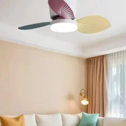 Modern 3-blade LED ceiling fan light ABS bladeless DC motor frequency conversion iron remote control 110V-220V
