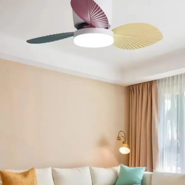 Modern 3-blade LED ceiling fan light ABS bladeless DC motor frequency conversion iron remote control 110V-220V
