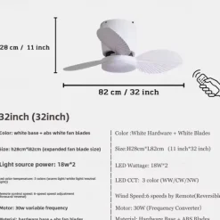 Modern 3-blade LED ceiling fan light ABS bladeless DC motor frequency conversion iron remote control 110V-220V