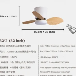 Modern 3-blade LED ceiling fan light ABS bladeless DC motor frequency conversion iron remote control 110V-220V