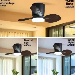 Modern 3-blade LED ceiling fan light ABS bladeless DC motor frequency conversion iron remote control 110V-220V