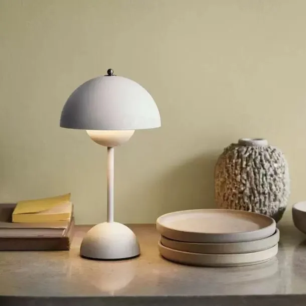 Modern Bud Macaron Table Lamp,Nordic Simple Rechargeable Touch Bedside Lamp, Denmark Designer Creative Mushroom Home Bedroom Night Light