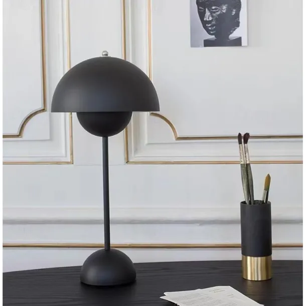 Modern Bud Macaron Table Lamp,Nordic Simple Rechargeable Touch Bedside Lamp, Denmark Designer Creative Mushroom Home Bedroom Night Light