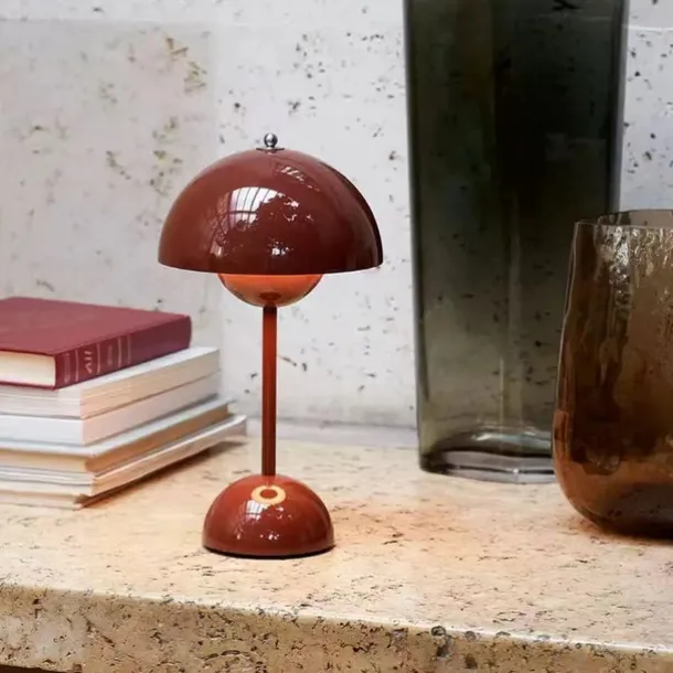 Modern Bud Macaron Table Lamp,Nordic Simple Rechargeable Touch Bedside Lamp, Denmark Designer Creative Mushroom Home Bedroom Night Light