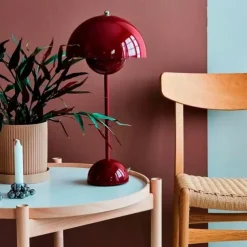 Modern Bud Macaron Table Lamp,Nordic Simple Rechargeable Touch Bedside Lamp, Denmark Designer Creative Mushroom Home Bedroom Night Light