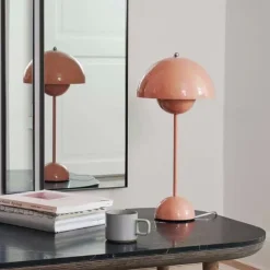 Modern Bud Macaron Table Lamp,Nordic Simple Rechargeable Touch Bedside Lamp, Denmark Designer Creative Mushroom Home Bedroom Night Light