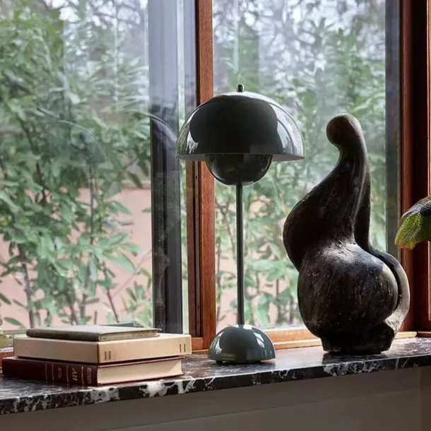 Modern Bud Macaron Table Lamp,Nordic Simple Rechargeable Touch Bedside Lamp, Denmark Designer Creative Mushroom Home Bedroom Night Light