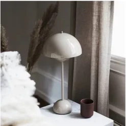 Modern Bud Macaron Table Lamp,Nordic Simple Rechargeable Touch Bedside Lamp, Denmark Designer Creative Mushroom Home Bedroom Night Light