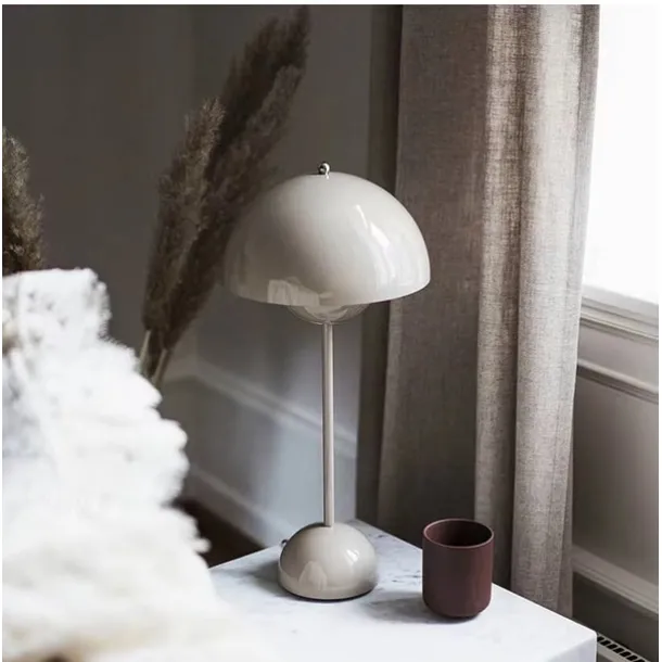 Modern Bud Macaron Table Lamp,Nordic Simple Rechargeable Touch Bedside Lamp, Denmark Designer Creative Mushroom Home Bedroom Night Light