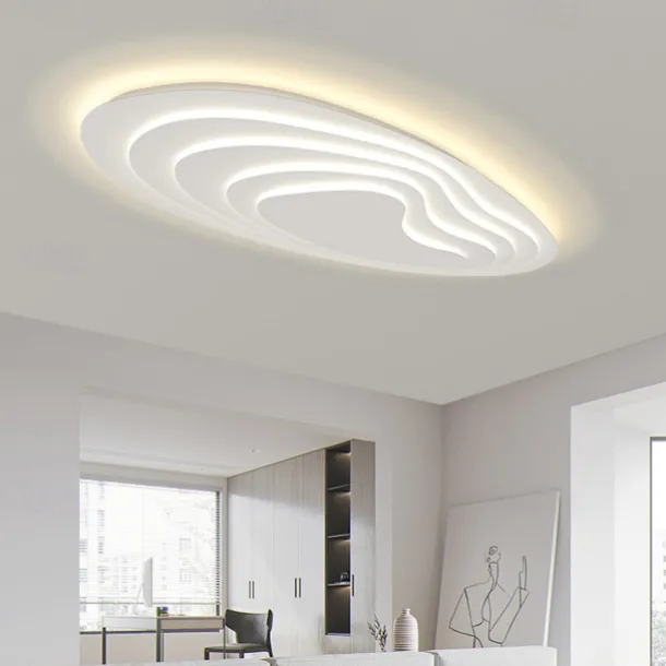 Modern Ceiling Light Dimmable with Remote Contral 56cm Flush Mount Ceiling Lamp Acrylic Lampshade Chandelier Bedroom Living Room