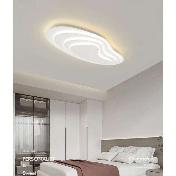 Modern Ceiling Light Dimmable with Remote Contral 56cm Flush Mount Ceiling Lamp Acrylic Lampshade Chandelier Bedroom Living Room