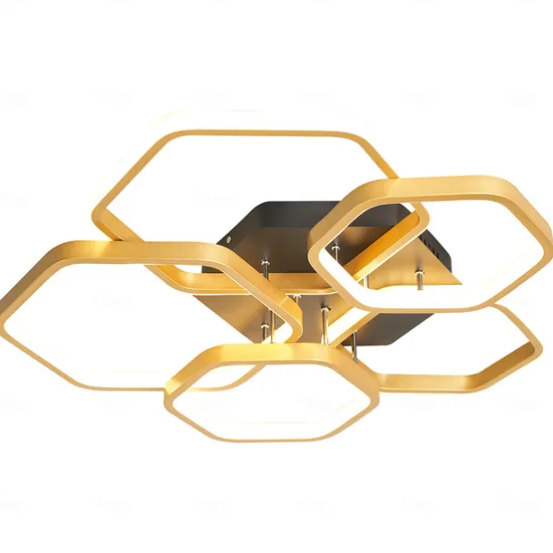 Modern Creative LED Ceiling Light with 3 Heads 52W 5 Heads 80W Stepless Dimming Remote Control APP Hexagonal LED Ceiling Light Suitable for Bedroom Living Room Dining Room and Home Lighting