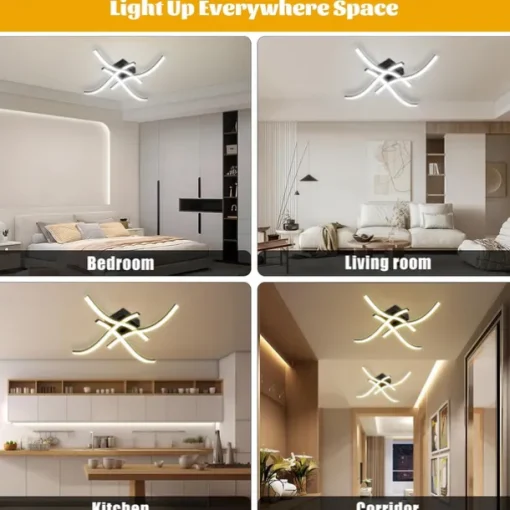 Modern Dimmable LED Ceiling light curved 2 Head 15W 3 Head 20W 4 Head 24W Minimalist Embedded Ceiling Light Fixtures Suitable for Hallways Study Rooms Bedrooms Jobbies Kitchens