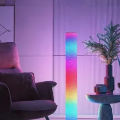 Modern Dimmable LED Floor Lamp with Music, Smart Mood Lighting for Gaming, Living Room, Bedroom