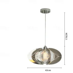 Modern Eclectic Fish Silk Thread Winding Stainless Steel Frame Oval 1-Light Pendant Light for Living Room 110-240V