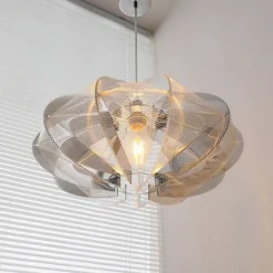 Modern Eclectic Fish Silk Thread Winding Stainless Steel Frame Oval 1-Light Pendant Light for Living Room 110-240V
