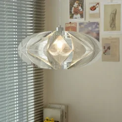 Modern Eclectic Fish Silk Thread Winding Stainless Steel Frame Oval 1-Light Pendant Light for Living Room 110-240V