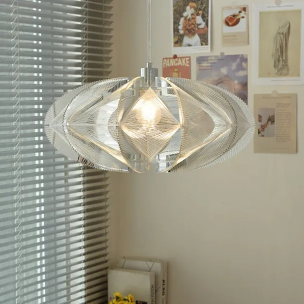 Modern Eclectic Fish Silk Thread Winding Stainless Steel Frame Oval 1-Light Pendant Light for Living Room 110-240V