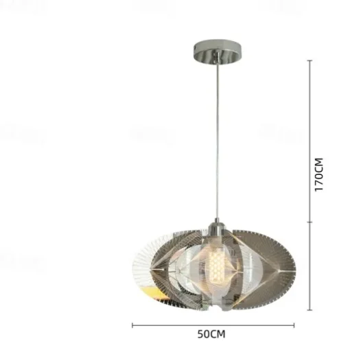 Modern Eclectic Fish Silk Thread Winding Stainless Steel Frame Oval 1-Light Pendant Light for Living Room 110-240V