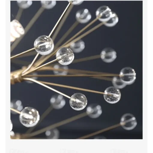 Modern Gold Crystal Chandeliers, 18/24-Light 60/77cm Dandelion Firework Pendant Lighting, Ball Hanging Chandelier Light Fixtures for Dining Room Bedroom Living Room Kitchen Island 110-240V