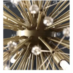 Modern Gold Crystal Chandeliers, 18/24-Light 60/77cm Dandelion Firework Pendant Lighting, Ball Hanging Chandelier Light Fixtures for Dining Room Bedroom Living Room Kitchen Island 110-240V