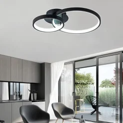 Modern LED Ceiling Light 2-Ring Flush Mount Contemporary Chandelier Ceiling Lamp 3000/6000K 110-240V