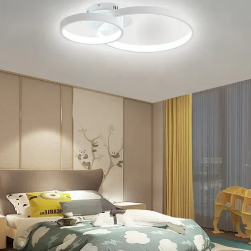 Modern LED Ceiling Light 2-Ring Flush Mount Contemporary Chandelier Ceiling Lamp 3000/6000K 110-240V