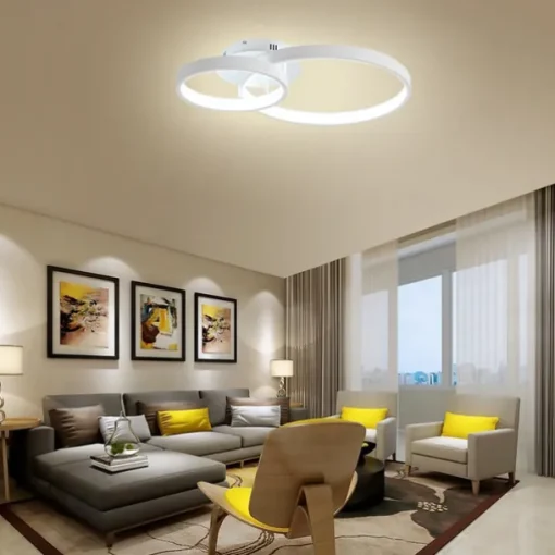 Modern LED Ceiling Light 2-Ring Flush Mount Contemporary Chandelier Ceiling Lamp 3000/6000K 110-240V