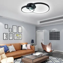 Modern LED Ceiling Light 2-Ring Flush Mount Contemporary Chandelier Ceiling Lamp 3000/6000K 110-240V
