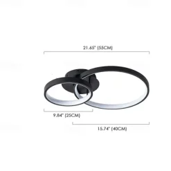 Modern LED Ceiling Light 2-Ring Flush Mount Contemporary Chandelier Ceiling Lamp 3000/6000K 110-240V