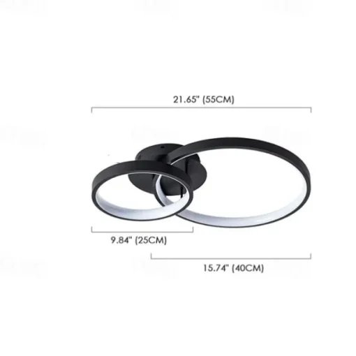 Modern LED Ceiling Light 2-Ring Flush Mount Contemporary Chandelier Ceiling Lamp 3000/6000K 110-240V