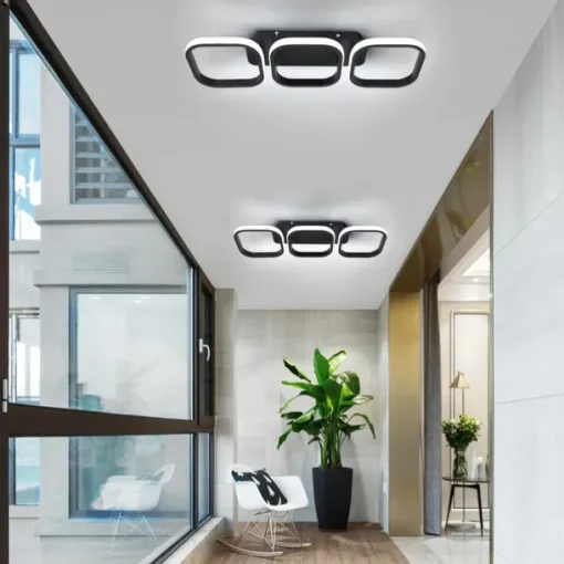 Modern LED Ceiling Light 3-Head Square Circular Embedded Ceiling Light 30W Three Color Ceiling Light Corridor Light Fixture Suitable for Bedroom Living Room Kitchen Office Lighting