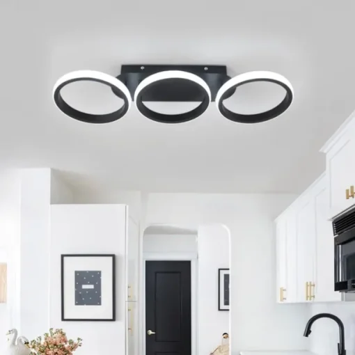 Modern LED Ceiling Light 3-Head Square Circular Embedded Ceiling Light 30W Three Color Ceiling Light Corridor Light Fixture Suitable for Bedroom Living Room Kitchen Office Lighting