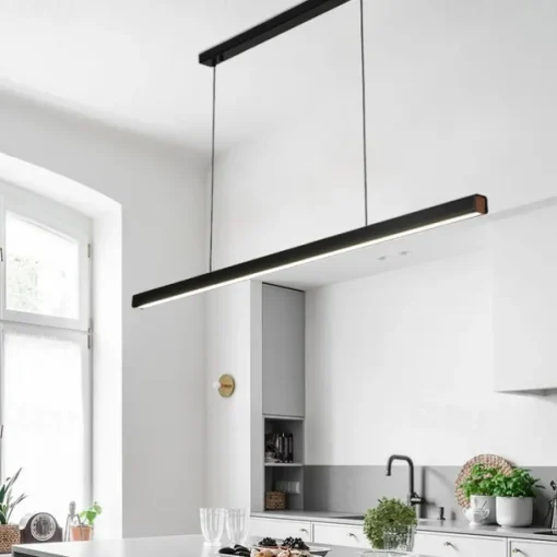 Modern LED Pendant Lighting Dimmable LED Chandelier Linear Design 60/80/100cm Hanging Light Fixture for Dining Room Kitchen Island Breakfast Area Living Room 110-240V