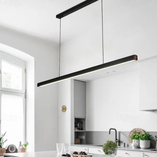 Modern LED Pendant Lighting Dimmable LED Chandelier Linear Design 60/80/100cm Hanging Light Fixture for Dining Room Kitchen Island Breakfast Area Living Room 110-240V