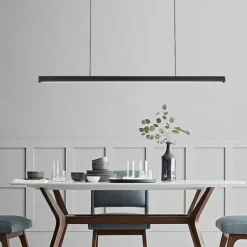 Modern LED Pendant Lighting Dimmable LED Chandelier Linear Design 60/80/100cm Hanging Light Fixture for Dining Room Kitchen Island Breakfast Area Living Room 110-240V