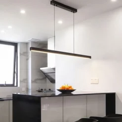 Modern LED Pendant Lighting Dimmable LED Chandelier Linear Design 60/80/100cm Hanging Light Fixture for Dining Room Kitchen Island Breakfast Area Living Room 110-240V