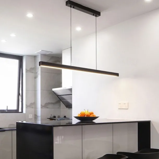 Modern LED Pendant Lighting Dimmable LED Chandelier Linear Design 60/80/100cm Hanging Light Fixture for Dining Room Kitchen Island Breakfast Area Living Room 110-240V