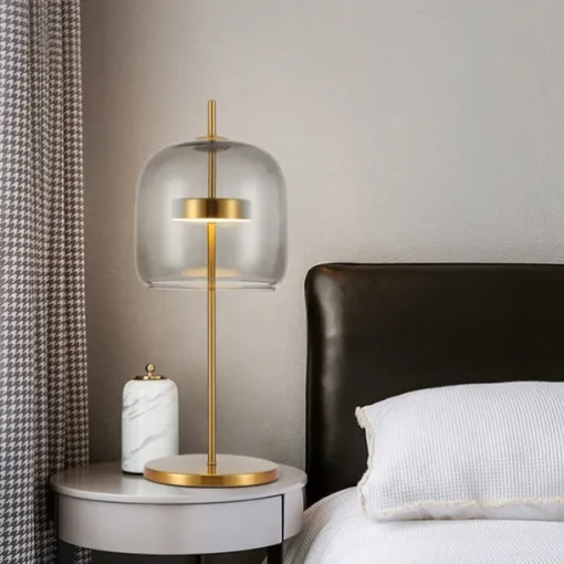 Modern Led Table Lamp with Glass Lampshade Simple Bedroom Bedside Desk Lights Nordic Creative Glass Home Decorative Table Lamps 110-240V