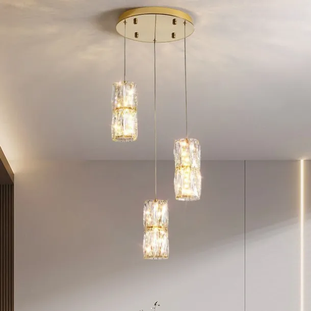 Modern Pendant Lights Kitchen Island Lighting Gold Pendant Light,Adjustable Modern Crystal Chandelier for Dinning Room Light fixtures Over Table(3 Light)