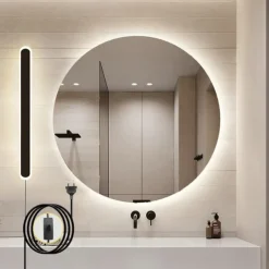 Modern Plug Wall Lamp 11.8-47in Frosted Black LED Acrylic Outdoor Wall Lamp 59 Inch Plug Cable with Opening Acrylic Indoor Wall Lamp Suitable for Bedroom Living Room Bathroom Makeup Corridor
