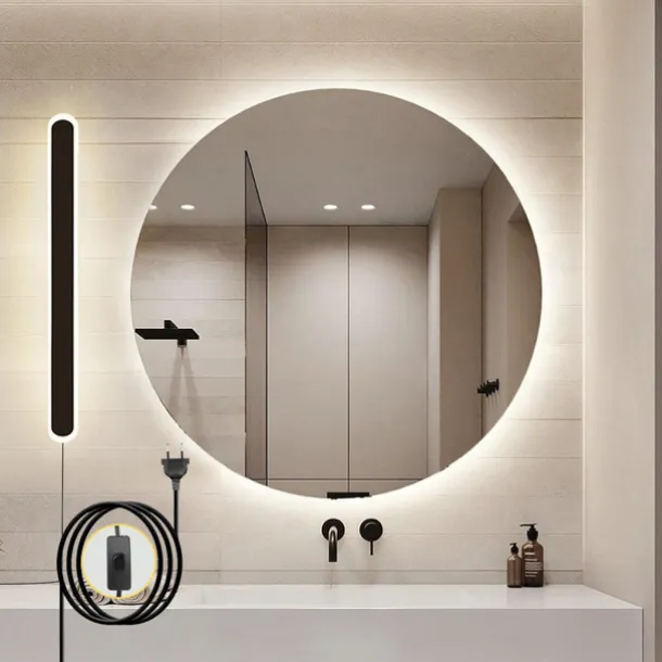Modern Plug Wall Lamp 11.8-47in Frosted Black LED Acrylic Outdoor Wall Lamp 59 Inch Plug Cable with Opening Acrylic Indoor Wall Lamp Suitable for Bedroom Living Room Bathroom Makeup Corridor